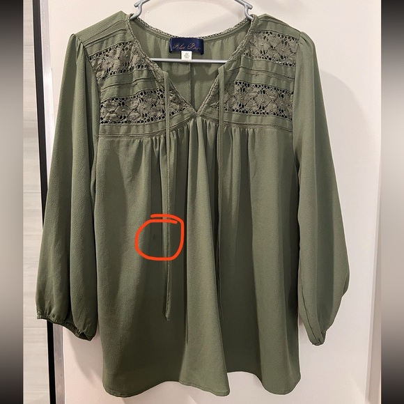 Army Green Long Sleeve Blouse - Picture 4 of 4